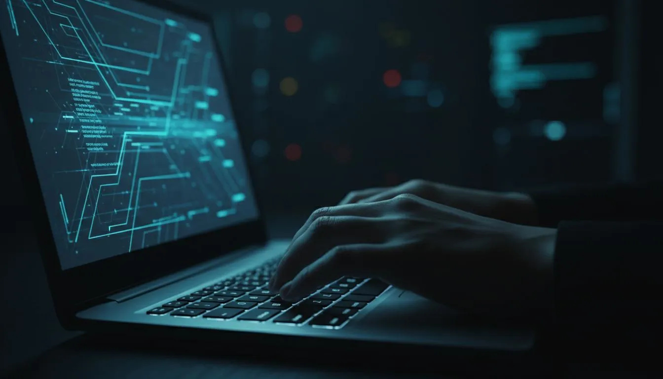 Red team operator at keyboard